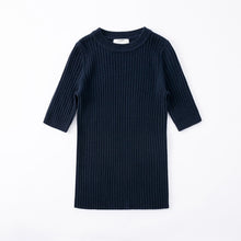 Load image into Gallery viewer, ALEGER Cashmere Rib Tee - Midnight