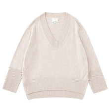 Load image into Gallery viewer, ALEGER Cashmere Blend V-Neck Oversized Sweater - Shell