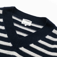Load image into Gallery viewer, ALEGER Cashmere Blend V-Neck Sweater - Polar Grey/Navy