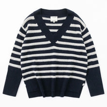 Load image into Gallery viewer, ALEGER Cashmere Blend V-Neck Sweater - Polar Grey/Navy