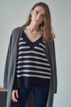Load image into Gallery viewer, ALEGER Cashmere Blend V-Neck Sweater - Polar Grey/Navy