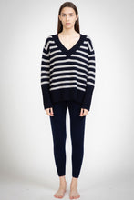Load image into Gallery viewer, ALEGER Cashmere Blend V-Neck Sweater - Polar Grey/Navy