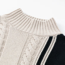 Load image into Gallery viewer, ALEGER Cashmere Blend Cable Sweater - Shell/Black