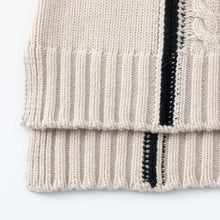 Load image into Gallery viewer, ALEGER Cashmere Blend Cable Sweater - Shell/Black