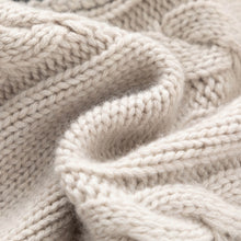 Load image into Gallery viewer, ALEGER Cashmere Blend Cable Sweater - Shell/Black