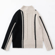 Load image into Gallery viewer, ALEGER Cashmere Blend Cable Sweater - Shell/Black