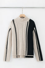 Load image into Gallery viewer, ALEGER Cashmere Blend Cable Sweater - Shell/Black