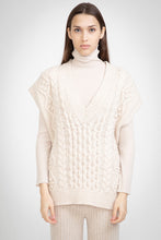 Load image into Gallery viewer, ALEGER Cashmere Blend V-Neck Cable Vest - Shell