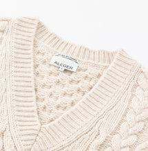 Load image into Gallery viewer, ALEGER Cashmere Blend V-Neck Cable Vest - Shell