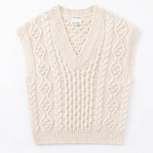 Load image into Gallery viewer, ALEGER Cashmere Blend V-Neck Cable Vest - Shell