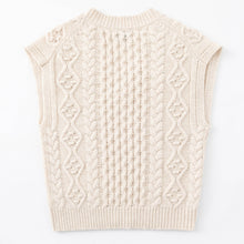 Load image into Gallery viewer, ALEGER Cashmere Blend V-Neck Cable Vest - Shell