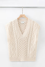 Load image into Gallery viewer, ALEGER Cashmere Blend V-Neck Cable Vest - Shell