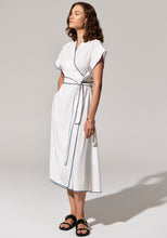 Load image into Gallery viewer, POL AVA WRAP DRESS -WHITE/BLUE