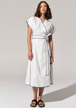 Load image into Gallery viewer, POL AVA WRAP DRESS -WHITE/BLUE