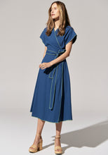 Load image into Gallery viewer, POL AVA WRAP DRESS- BLUE/GREEN