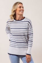 Load image into Gallery viewer, SEE SAW MERINO WOOL STRIPE CREW SWEATER
