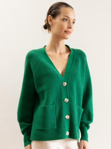 ALEGER Chunky Cropped Cardigan - Emerald