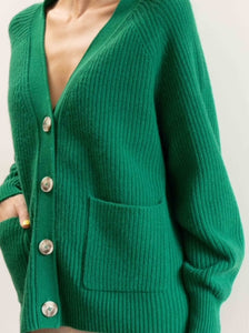 ALEGER Chunky Cropped Cardigan - Emerald