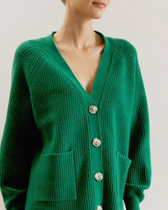 ALEGER Chunky Cropped Cardigan - Emerald