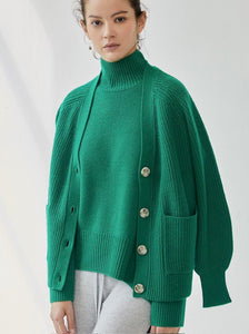 ALEGER Chunky Cropped Cardigan - Emerald