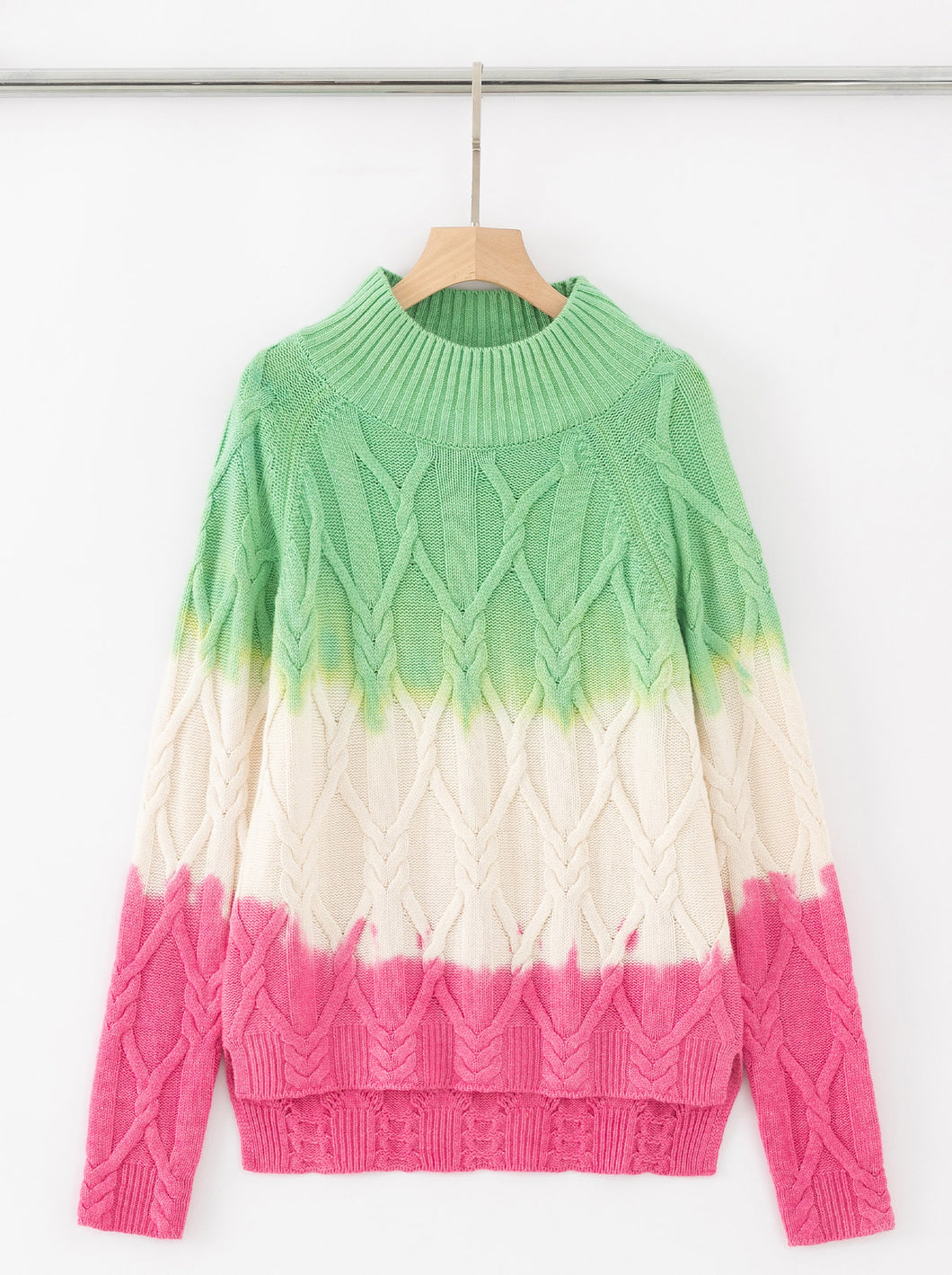 ALEGER Cashmere Blend Cable Dip-Dye Sweater - 20% OFF