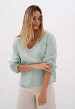 Load image into Gallery viewer, Humidity Lifestyle Talum Blouse - Honeydew
