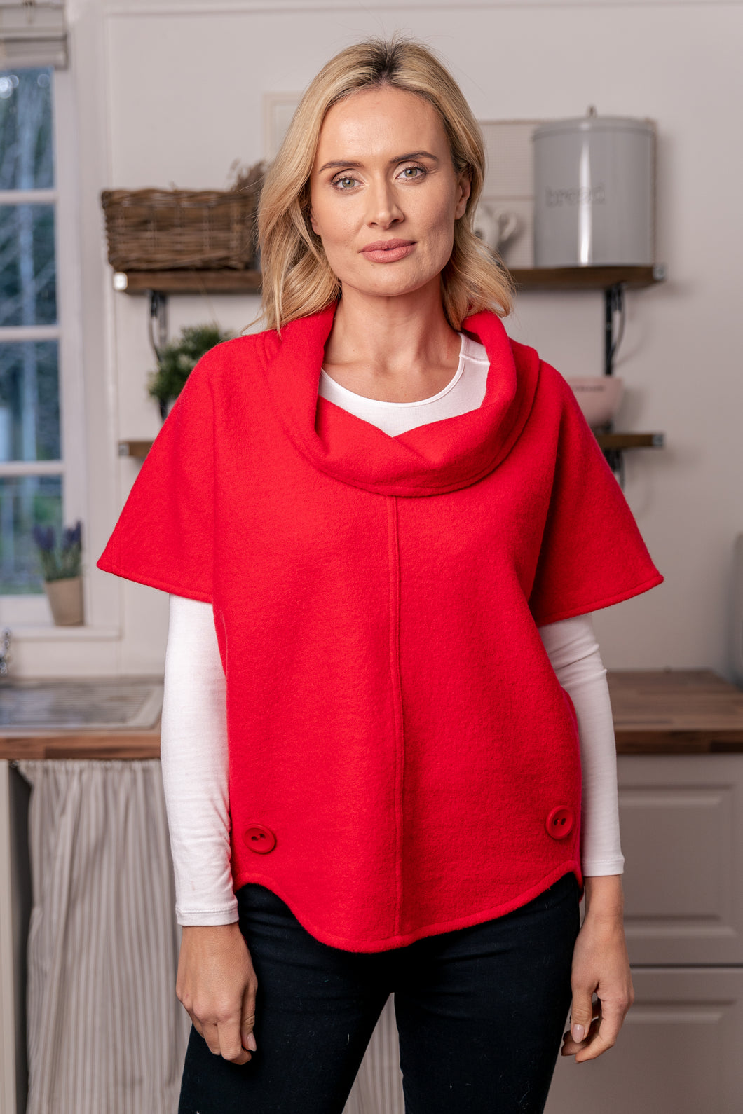 SEE SAW Cowl Neck Top (Red)