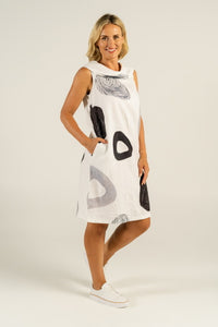 SEE SAW Achromatic Print Cowl Neck Dress