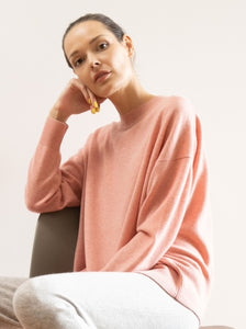 ALEGER Cashmere Blend Oversized Crew - Coral - 30% OFF